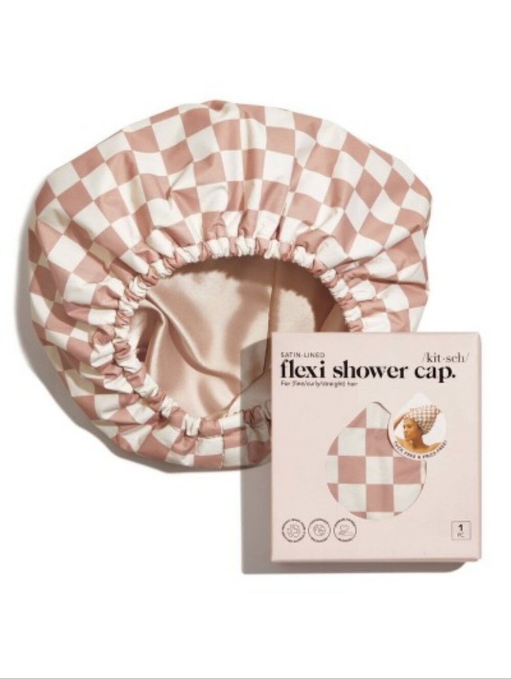 Kitsch Satin-Lined Flexi Shower Cap